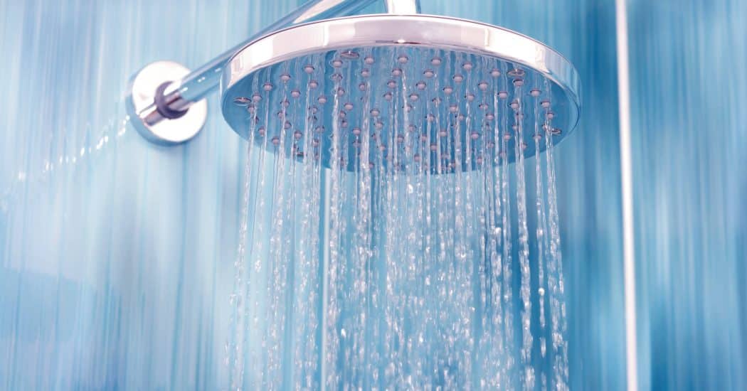 Rainfall shower head in a New Orleans bathroom