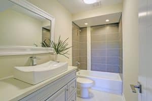 Freshly renovated shower tub combo