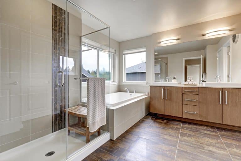 Walk-in shower with a built-in bench in New Orleans