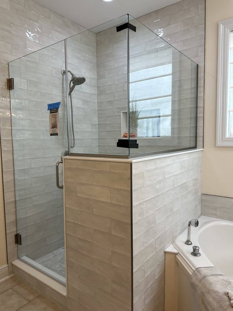 Shower Room with Glass Doors and Wall - Turnkey Bath Remodel