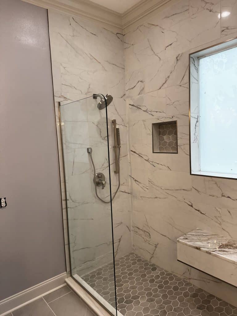 Shower with a tile seat - Turnkey Bath Remodel