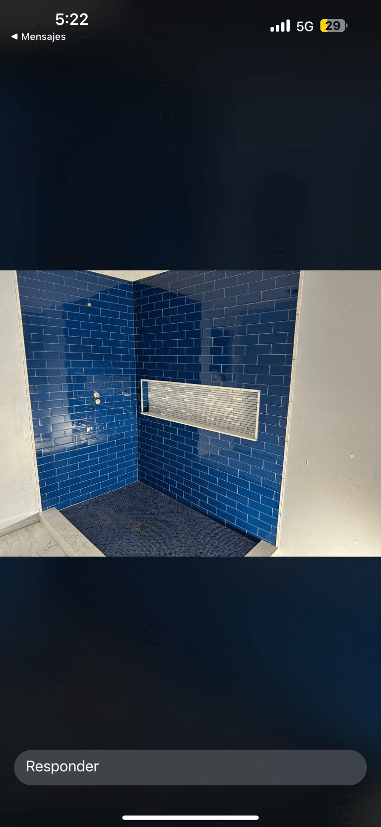 Shower Room with Blue Walls - Turnkey Bath Remodel