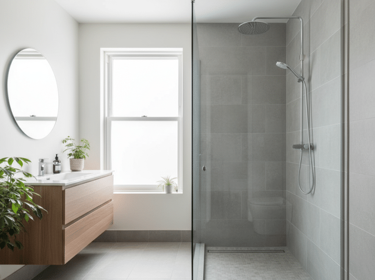 Tub-to-shower conversion in a New Orleans bathroom